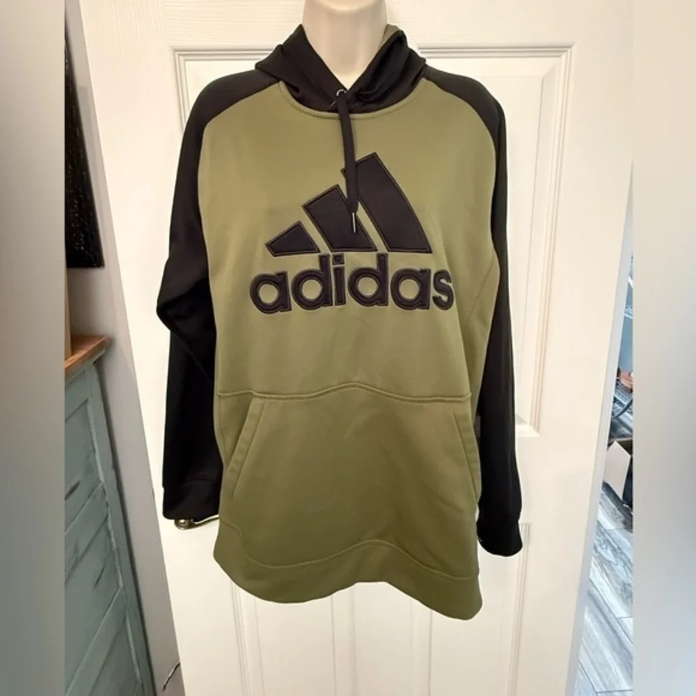Adidas Men's Olive and Black Climawarm Hoodie